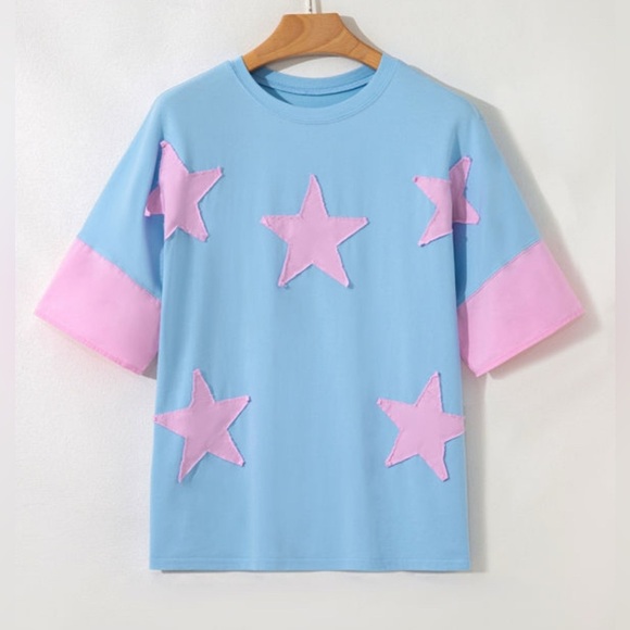 Blue and Pink Star Women's Top - Picture 2 of 9